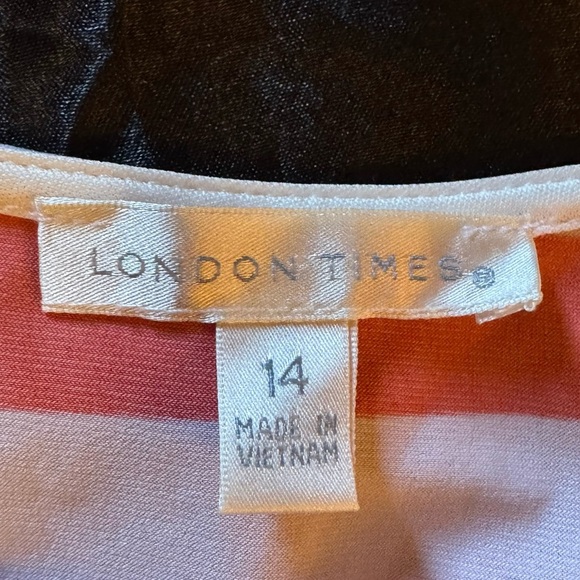 London Times Sleeveless Bright Stripe Ruched Sheath Dress - Picture 7 of 7